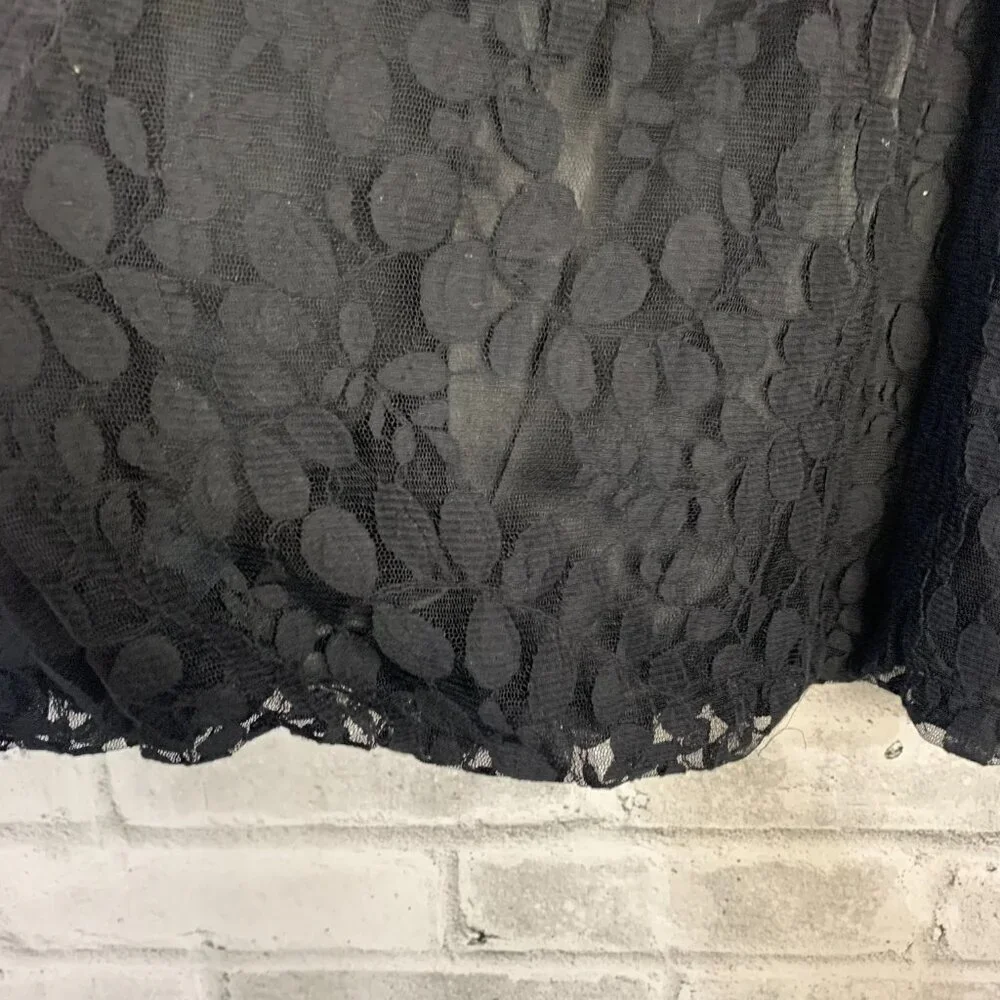 Peter Nygard Sheer Black Lace A-Line Lined Skirt - Picture 3 of 11